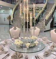 Chandelier multi-bras en verre cristal transparent, coupe-vent, pour décoration de centre de table de mariage, allée, fête, événement