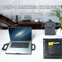 Casing Desktop Magnetik Nirkabel Pengisian Cepat 10W Kulit 6-in-1 Terbaru dengan Kabel untuk Earphone, Smart Watch & Smartphone