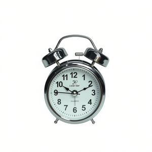 Twin Bell Alarm <b>Clock</b> Quartz Desk <b>Clock</b> With Two Bells And <b>White</b> Dial For Home Office Use - Product Image 2