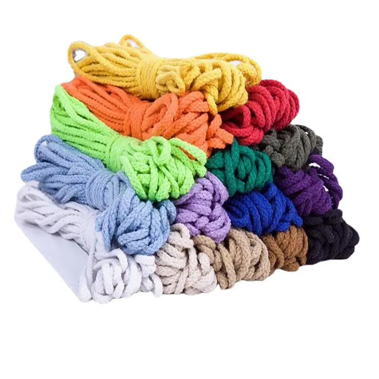 5mm 6mm 8mm Width Color Solid Dyed Hollow Round 8 Strand Braided Trousers Hats Cotton Rope Cord