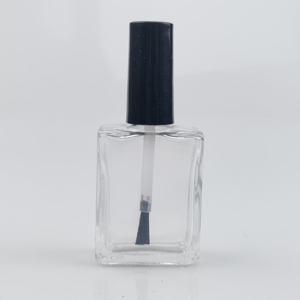 Flacon de vernis à ongles en verre plat transparent noir de 5 ml, 8 ml, 15 ml avec bouchon à vis et pinceau - Product Image 6