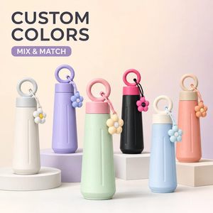 OEM ODM 450ml 316 Stainless Steel Vacuum Thermos Flask Portable Insulated Water <b>Bottle</b> with Carry Loop and Flower Charm - Product Image 2