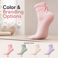 Chaussettes de yoga en coton tricoté personnalisées de haute qualité pour femmes, antidérapantes, pour Pilates et fitness, avec grip et lanières