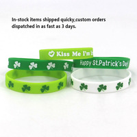 Vente en gros en stock Happy 100% Lucky Clover Bracelet en silicone Festival Lucky Clover Design Bracelet imprimé doux