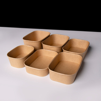 Boîte alimentaire rectangulaire en papier Kraft Togo, boîte repas jetable en papier à emporter avec couvercle, boîte biodégradable personnalisable OEM en gros