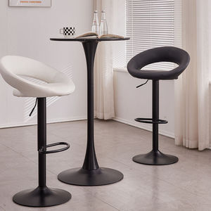 Tabouret de bar réglable en hauteur, structure en acier inoxydable avec dossier, pour usage domestique et commercial - Product Image 3
