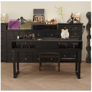 Mesa de Manicura de Madera Contrachapada Estilo Retro Americano con Cajón para Salón de Uñas - Product Image 1