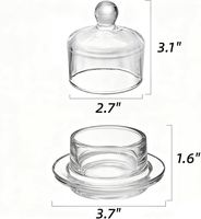 Lot de 2 beurres à pain en verre, petits récipients ronds pour beurre avec couvercle en dôme et poignée, récipients transparents pour servir le beurre avec couvercle