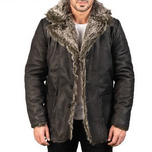 Manteau d'hiver long pour homme en cuir véritable, écologique, respirant, imperméable, anti-plis, col mandarin, double boutonnage - Product Image 1
