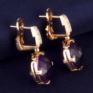 <b>Messi</b> Jewelry Amethyst Gemstone Earrings Jewelry 18k Rose Gold Fashion New Women for Elegant Gift Party Stone Wedding Earrings - Product Image 4