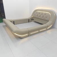 Lit de rangement moderne et minimaliste en similicuir, cadre en bois massif, design italien de luxe léger, élégant et haut de gamme pour la maison