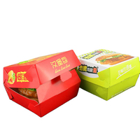 Lebensmittelechte Beschichtete Papier-Flachbox Burger-Box Ohne Klebstoff Matt-Laminierung & UV-Beschichtung Anpassbar