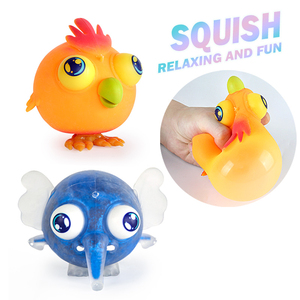 HW Novelty Kawaii Big Eye Zoo Animal <b>Squishy</b> Toys Ball Shape Light-Up Fidget for Kids 14+ TPR Material Unisex - Product Image 1