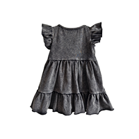 Robe d'été vintage unie à volants pour petites filles, nouvelle collection en coton, vêtements pour enfants, offre spéciale