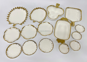 Qiaozhao — assiettes de table en <span class=keywords><strong>porcelaine</strong></span> personnalisées, bol de Stock en <span class=keywords><strong>porcelaine</strong></span>, assiettes de Restaurant en céramique, à bord doré - Product Image 6