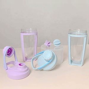 Vente en gros de bouteilles de shaker de fitness en plastique sans BPA de 16 oz avec logo personnalisé, couleur personnalisée, avec couvercle à vis - Product Image 4