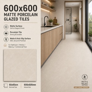 Carreaux de sol en porcelaine émaillée beige mat <span class=keywords><strong>60x60</strong></span> antidérapants pour salle de bain, cuisine et balcon (vente en gros) - Product Image 2