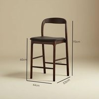 Tabouret de bar moderne minimaliste en bois massif non pliable avec dossier. Modèle 8001 de haute qualité pour restaurant, salon, usage commercial