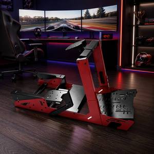 Support de Volant Réglable pour Simulateur de Course Rouge et Noir avec Plateforme de Pédales Universelle pour Logitech <span class=keywords><strong>Fanatec</strong></span> - Product Image 1
