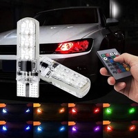 T10 SMD 5050 RGB Télécommande W5W LED Feux de signalisation de voiture Super lumineux 16 couleurs changeantes Largeur de lampe LED Lumière d'ambiance Ampoule