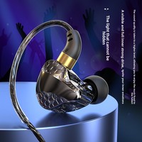 Headset Gaming Berkabel Lintas Batas dengan Kontrol di Kabel, Earphone Olahraga Tipe Lubang Bulat, Headphone Over-ear Bass Berat Tipe-C Aktif