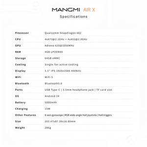 Console di Gioco Portatile Mangmi AIR X 5.5'' 1920X1080 Console di Gioco Android 14 Processore Dimensity 8300 Joystick - Product Image 6