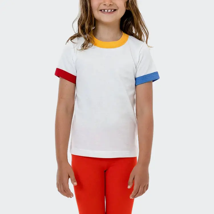 T-shirt con Logo personalizzato classico in cotone 100% per bambini e bambine con maglietta a maniche corte