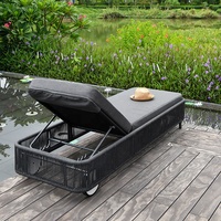 Meubles de terrasse d'hôtel modernes, lit de jour de patio, lit de soleil, chaise longue en corde tressée, chaises de bar de plage empilables pour piscine extérieure