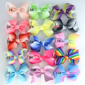 Pinzas para el pelo de cocodrilo hechas a mano con cinta de grosgrain, lazos grandes degradados de 10 cm para niñas, venta al por mayor - Product Image 2
