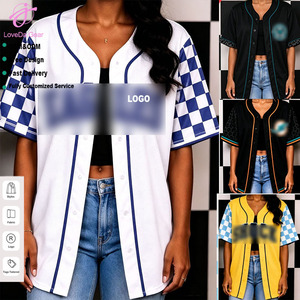 Chaqueta de Béisbol Loveda con Bloques de Color Personalizados, Chaqueta Cardigan de <span class=keywords><strong>Manga</strong></span> Corta con Estampado a Cuadros - Product Image 2