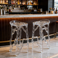 Chaise de bar en résine haut de gamme et de luxe léger, tabouret haut transparent et simple de style nordique, chaise de bar pour café, chaise de table d'îlot