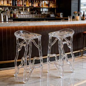 Light Luxury <strong>and</strong> <strong>High</strong>-end Resin bar Chair, Nordic Transparent <strong>and</strong> Simple <strong>High</strong> <strong>Stool</strong>, Coffee Shop bar Chair, Island <strong>Table</strong> Chair - Product Image 1
