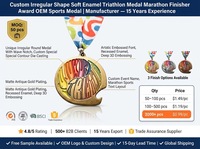 Médaille de triathlon personnalisée en alliage de zinc doré antique, gravée au laser, durable, pour marathon et récompenses sportives