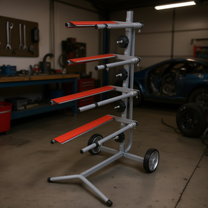 Support mobile en acier à 4 niveaux pour rouleaux de papier de masquage de style arbre pour la réparation de carrosserie, équipement d'atelier - Product Image 2