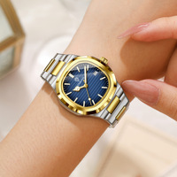 Jam Tangan Wanita BINBOND 1885L Model Baru Diameter 35mm Dial Bercahaya Mewah Bahan Stainless Steel Tahan Air Warna Biru