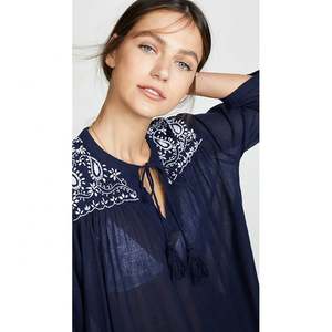 Abito con nappine a V da donna con frangia ricamata bohémien costume da bagno da spiaggia copri Bikini <span class=keywords><strong>taglie</strong></span> <span class=keywords><strong>forti</strong></span> ricamate camicette da spiaggia - Product Image 4