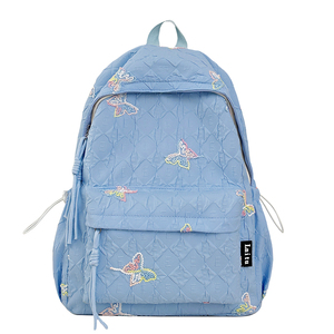 Hàng ngày đi lại thời trang Ba lô màu đen với Bướm đầy màu sắc không thấm nước và dây kéo đóng cửa - Product Image 2