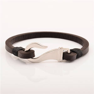 La fabbrica di gioielli in acciaio inossidabile personalizza la fascia da polso in pelle con cinturino da pesca - Product Image 3