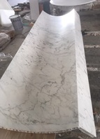 Dalle de marbre blanc naturel poli et courbé, panneau de placage mince en pierre composite légère pour revêtement mural architectural