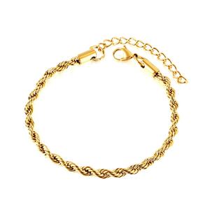 Trendy Wholesale Custom Stainless Steel Twist Rope <b>Chain</b> Bracelet 18k Gold Plated Jewelry Waterproof Charm Bracelet for Women - Product Image 1