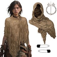 Cape à capuche médiévale pour adulte Lyga, costume de style punk pour Halloween, inspiré des films et séries TV, avec écharpe supérieure en polyester, pour femme, idéal pour les fêtes.