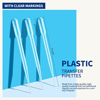 Pipette Pasteur jetable graduée de 3ml en plastique blanc transparent de laboratoire CE Pipette Pasteur compte-gouttes pour liquide à transfert gradué