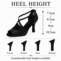 Chaussures de danse latine en PU à motif litchi pour femmes, chaussures de danse de salon, jazz, salsa pour dames, nouvelle boucle en strass noire
