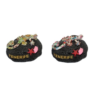 Personalizada <span class=keywords><strong>Tenerife</strong></span> España Souvenir Mosaico Gecko Lagarto en Black Rock Figura de resina - Product Image 3