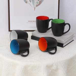 Grande tasse à café personnalisée, tasses en céramique de porcelaine noire mate, 16 oz pour les amateurs de café, de thé, de jus et de chocolat - Product Image 3