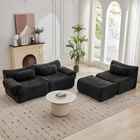 Canapé modulaire sectionnel vintage crème en flanelle, compressé sous vide, pour salon, style international