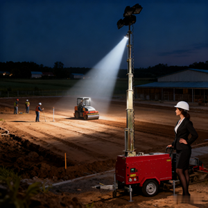 Remolque de torre de luz móvil de mástil telescópico de 9 m Gener 4 \ u002A1000 LED haluro metálico IP65 combustible diésel nominal para iluminación del lugar de trabajo - Product Image 6