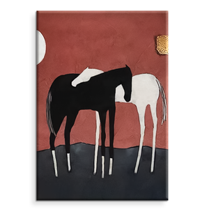 <span class=keywords><strong>Peinture</strong></span> à l'huile <span class=keywords><strong>abstraite</strong></span> de cheval peinte à la main, art animal minimaliste <span class=keywords><strong>noir</strong></span> et <span class=keywords><strong>blanc</strong></span> pour la décoration intérieure - Product Image 1