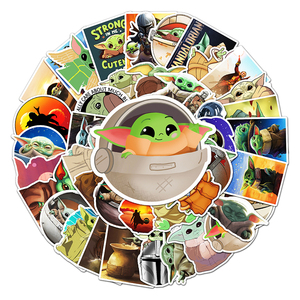 Linda estrella bebé Yoda <span class=keywords><strong>Wars</strong></span> dibujos animados equipaje pegatina creativa impermeable Graffiti pegatina Scooter ordenador Tablet decoración de dibujos animados - Product Image 1