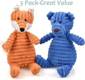 Sustainable Animal Shaped Squeaky Dog <b>Toys</b> Durable Chewing Corduroy Plush for Big Dogs Pet Squeak Play Feature - Product Image 2